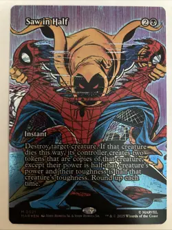 MTG Saw in Half (Borderless) Marvel FOIL MAR 0021 Magic The Gathering Spiderman - Image 1
