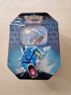 Pokemon TCG Hidden Fates Gyarados GX Tin Factory Sealed - Image 1