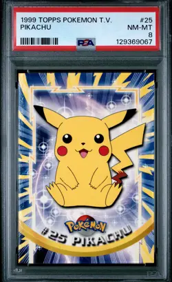 1999 TOPPS POKEMON TV #25 PIKACHU PSA 8 - Image 1