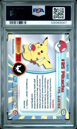 1999 TOPPS POKEMON TV #25 PIKACHU PSA 8 - Image 2