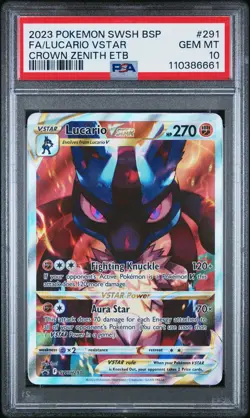 2023 POKEMON SWSH BLACK STAR PROMO #291 FULL ART/LUCARIO VSTAR PSA 10 - Image 1