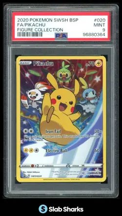 2020 POKEMON SWSH BLACK STAR PROMOS #020 FA/PIKACHU FIGURE COLLECTION PSA 9 - Image 1