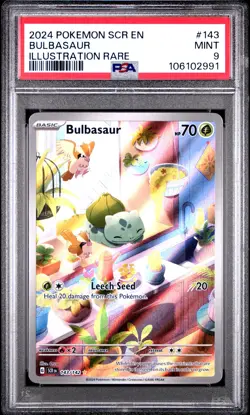 2024 POKEMON SCR EN-STELLAR CROWN ILLUSTRATION RARE #143 BULBASAUR PSA 9 - Image 1