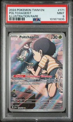 2024 POKEMON TWM EN-TWILIGHT MASQUERADE ILLUSTRATION RARE POLTCHAGEIST PSA 9 - Image 1