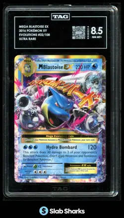 2016 POKEMON XY EVOLUTIONS #22/108 MEGA BLASTOISE ULTRA RARE TAG 8.5 - Image 1