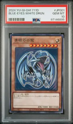 2024 YU-GI-OH! JPN 7-ELEVEN COLLAB PROMO #JP001 BLUE-EYES WHITE DRAGON PSA 10 - Image 1