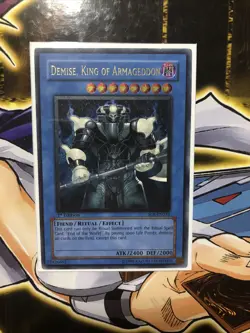 Yugioh LP 1st Ed Demise, King of Armageddon - Ultimate Rare - SOI-EN035 - Image 1