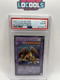 YUGIOH 2002 Thousand Dragon Reverse Foil Error MRD-143 Secret Rare PSA 6 - Image 1