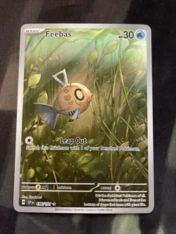 Feebas 198/191 Sv08: Surging Sparks Holo Pokemon Card Full Art Water Type - Image 1