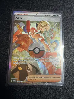 Arven 235/091 Paldean Fates Full Art SIR Rare Holo Pokemon Card NM - Image 1