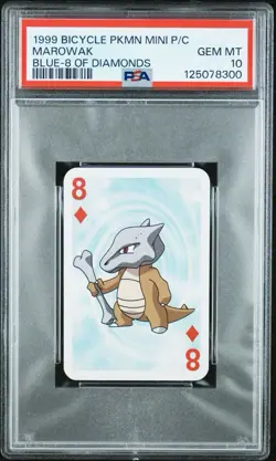 Marowak Pokemon Playing Card Poker Mini Bicycle Diamonds 1999 Nintendo PSA 10 - Image 1