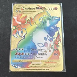 Charizard VMAX Rainbow Pokemon Gold Metal Card 074/072 HP330 - Image 1