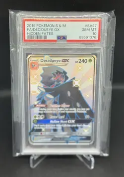 Pokemon Full Art Holo Shiny Decidueye GX SV47/SV94 PSA 10 GEM MINT Hidden Fates - Image 1
