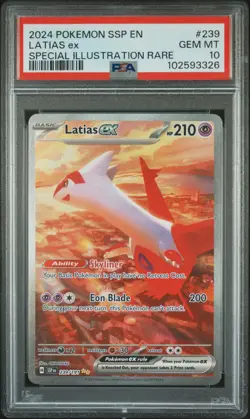 2024 POKEMON SSP EN-SURGING SPARKS SPECIAL ILLUSTRATION RARE LATIAS EX PSA 10 - Image 1