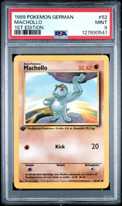1999 POKEMON GERMAN 1ST EDITION #52 MACHOLLO PSA 9 - Image 1