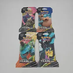 Pokemon TCG - SM: Team Up Sleeved Art Set (Complete 4 Packs) SEALED RARE! - Image 1