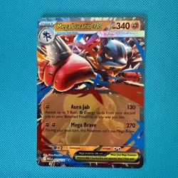 POKEMON Mega Lucario ex 077/132 Me01: Mega Evolution Holo NEAR MINT - Image 1