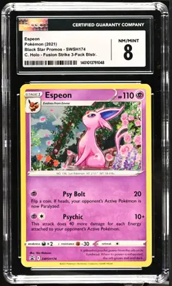 CGC 8 2021 Pokemon Fusion Strike Espeon Holo BlackStar Promo SWSH174 PSA BGS - Image 1