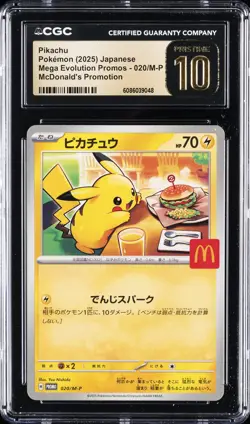 2025 POKEMON JPN MEGA EVOLUTION MCDONALD'S PROMO #020 PIKACHU CGC 10 PRISTINE - Image 1