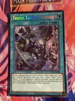CH01-EN030 Triple Tactics Thrust Alt Art Secret Rare 1st Ed YUGIOH - Image 1
