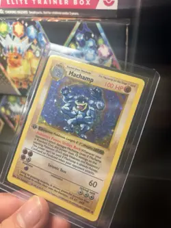 Pokemon Card Shadowless Machamp Holo Rare 1st Edition Base Set #8/102 Vintage LP - Image 1