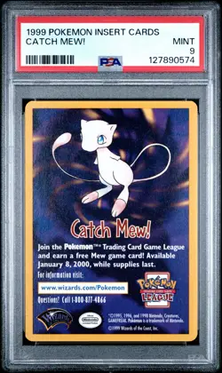 1999 POKEMON INSERT CARDS CATCH MEW! PSA 9 - Image 1