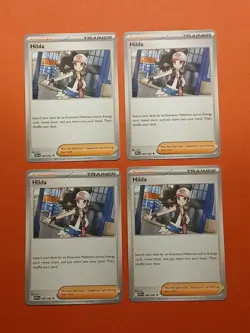 Pokemon Playset White Flare Hilda 084/086 (4) Trainer Supporter Cards Playset x4 - Image 1