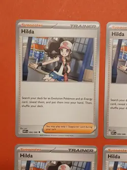 Pokemon Playset White Flare Hilda 084/086 (4) Trainer Supporter Cards Playset x4 - Image 3