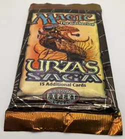 1998 Magic The Gathering Urza’s Saga Dragon Factory Sealed Booster Pack 15 Cards - Image 2