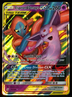Espeon & Deoxys GX Tag Team #225 NM-M Pokemon Card - Image 1