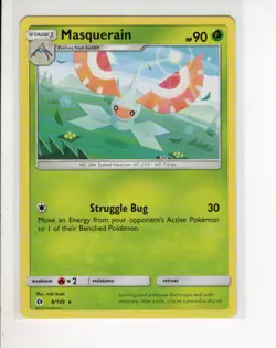 MASQUERAIN SUN & MOON SET RARE NON-HOLO FOIL POKEMON CARD 8/149 NM/M - Image 1