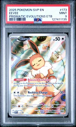 2025 POKEMON SVP EN BLACK STAR PROMO PRISMATIC EVOLUTIONS ETB #173 EEVEE PSA 9 - Image 1