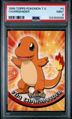 1999 TOPPS POKEMON TV #4 CHARMANDER PSA 9 - Image 1