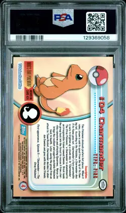 1999 TOPPS POKEMON TV #4 CHARMANDER PSA 9 - Image 2