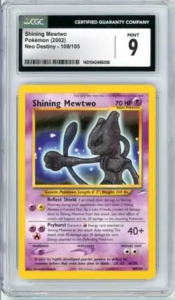 Pokemon Shining Mewtwo #109 Neo Destiny Unlimited CGC 9 Mint Slab Cracked - Image 1