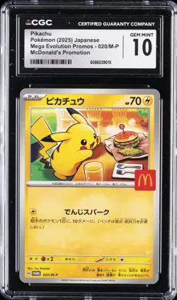 2025 POKEMON JPN MEGA EVOLUTION MCDONALD'S PROMO #020 PIKACHU CGC 10 - Image 1