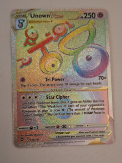 Pokemon TCG Unown VSTAR 199/195 Silver Tempest 2022 Secret Rainbow Holo - Image 1