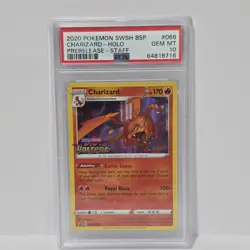Pokemon Charizard Vivid Voltage STAFF Prerelease Holo Promo SWSH066 PSA 10 - Image 1