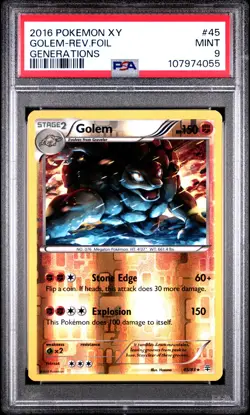 2016 POKEMON XY GENERATIONS #45 GOLEM-REVERSE FOIL PSA 9 - Image 1