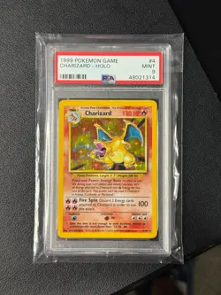 1999 POKEMON BASE SET UNLIMITED #4 CHARIZARD-HOLO PSA 9 - Image 1