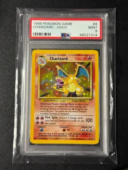 1999 POKEMON BASE SET UNLIMITED #4 CHARIZARD-HOLO PSA 9 - Image 4