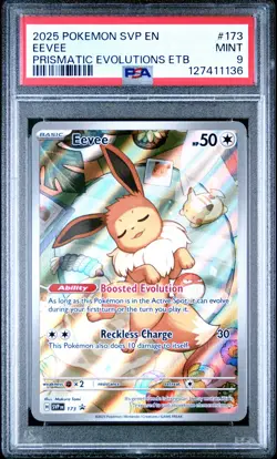 2025 POKEMON SVP BLACK STAR PROMO PRISMATIC EVOLUTIONS ETB #173 EEVEE PSA 9 - Image 1