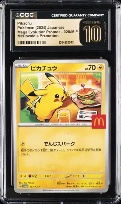 2025 POKEMON JPN MEGA EVOLUTION MCDONALD'S PROMO #020 PIKACHU CGC 10 PRISTINE - Image 1