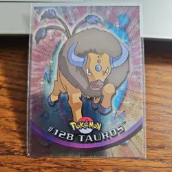 Tauros #128 Topps TV Animation Blue Logo Foil Pokemon Card - Image 1