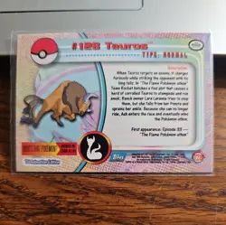Tauros #128 Topps TV Animation Blue Logo Foil Pokemon Card - Image 2