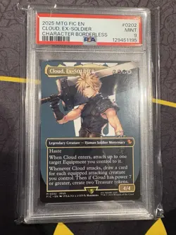 2025 MTG FINAL FANTASY COMMANDER CHARACTER BORDERLESS CLOUD, EX-SOLDIER PSA 9 - Image 1