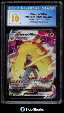 2021 POKEMON JP VMAX CLIMAX 223/184 PIKACHU CHARACTER SUPER RARE CGC 10 PRISTINE - Image 1