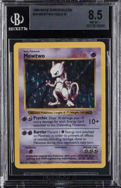 1999 POKEMON BASE - SHADOWLESS - HOLO #10/102 MEWTWO BGS 8.5 - Image 1