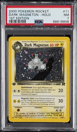 2000 POKEMON ROCKET 1ST ED #11 DARK MAGNETON-HOLO PSA 7 - Image 1