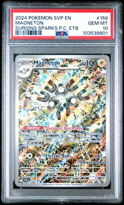 2024 POKEMON SURGING SPARKS POKEMON CENTER ETB PROMO SVP #159 MAGNETON PSA 10 - Image 1